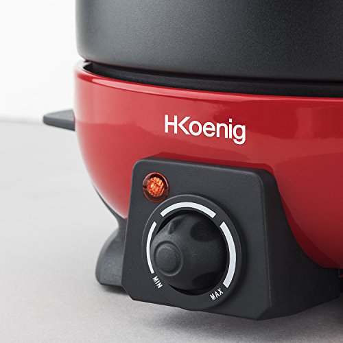 H.Koenig ALP1800 Fondue, Capacidad de 2 l, 800 W, 2 litros, Acero, Rojo