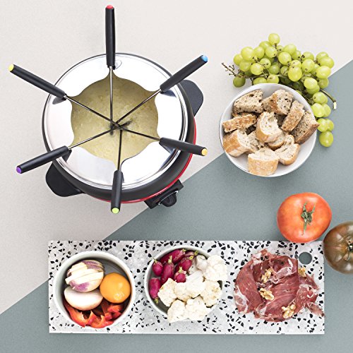 H.Koenig ALP1800 Fondue, Capacidad de 2 l, 800 W, 2 litros, Acero, Rojo