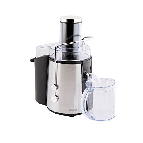 H.Koenig Licuadora para Frutas y Verduras de Centrifugado, Boquilla Extra Grande, 1 Litro, 700 W, Libre de BPA, Acero Inoxidable, GS8, 900, 2 Velocidades, Negro y gris