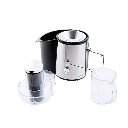 H.Koenig Licuadora para Frutas y Verduras de Centrifugado, Boquilla Extra Grande, 1 Litro, 700 W, Libre de BPA, Acero Inoxidable, GS8, 900, 2 Velocidades, Negro y gris