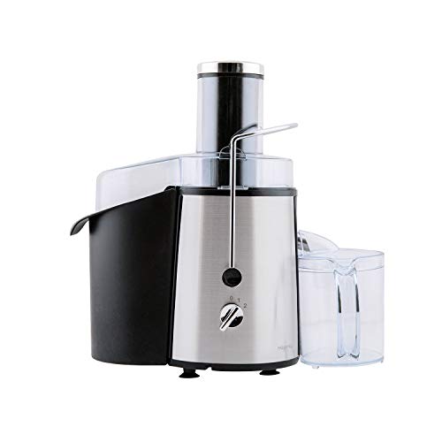 H.Koenig Licuadora para Frutas y Verduras de Centrifugado, Boquilla Extra Grande, 1 Litro, 700 W, Libre de BPA, Acero Inoxidable, GS8, 900, 2 Velocidades, Negro y gris