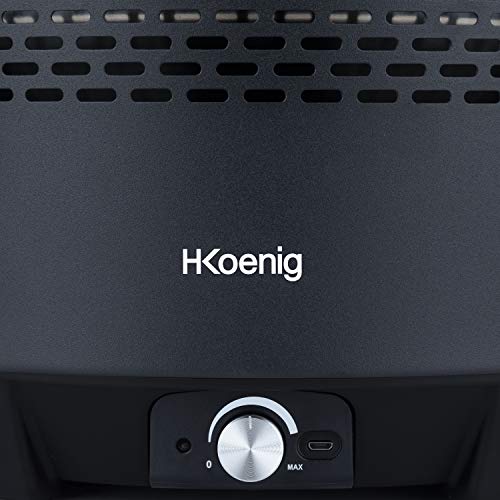 H.Koenig Mesa RIO440 portátil, redonda, carbón de madera, barbacoa, acero inoxidable, cocción homogénea, ideal para jardín, exterior, picnic, camping, barbacoas