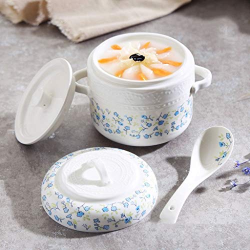 Hkwshop Magdalena Porcelana Nido de Pájaro Menú del Mayordomo de Agua a Prueba de Guiso de cerámica Tapa de la Olla al Vapor Olla Pot Soup Bowl Ramekins y SoufflDishes Cacerolas (tamaño : L)