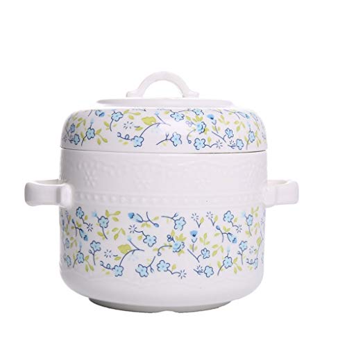 Hkwshop Magdalena Porcelana Nido de Pájaro Menú del Mayordomo de Agua a Prueba de Guiso de cerámica Tapa de la Olla al Vapor Olla Pot Soup Bowl Ramekins y SoufflDishes Cacerolas (tamaño : L)