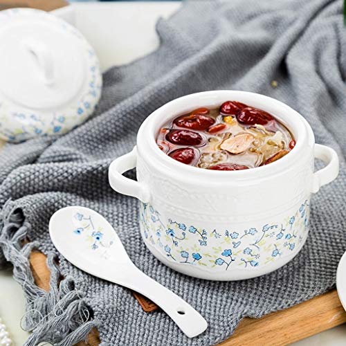 Hkwshop Magdalena Porcelana Nido de Pájaro Menú del Mayordomo de Agua a Prueba de Guiso de cerámica Tapa de la Olla al Vapor Olla Pot Soup Bowl Ramekins y SoufflDishes Cacerolas (tamaño : L)