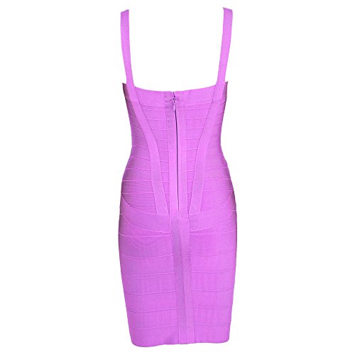HLBandage Women's Spaghetti Strap Mini Rayon Bandage Dress(L,Lavanda)