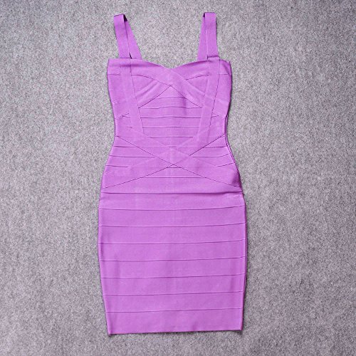 HLBandage Women's Spaghetti Strap Mini Rayon Bandage Dress(L,Lavanda)