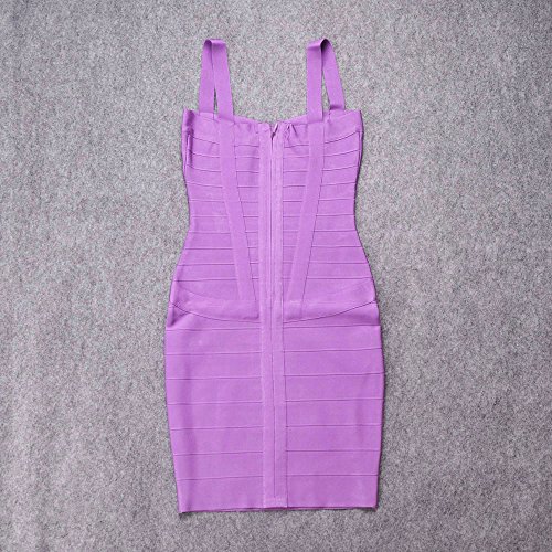 HLBandage Women's Spaghetti Strap Mini Rayon Bandage Dress(L,Lavanda)