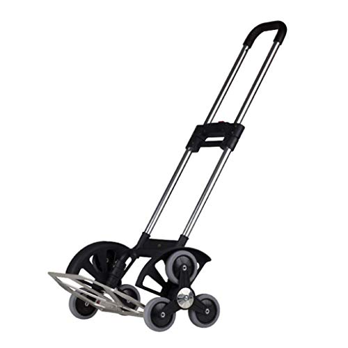 HLL Carros, camping y Festival de la carretilla plegable Negro supermercado viajes de camión maleta del equipaje Almacén Cesta subir escaleras de acero inoxidable de la carga máxima 80Kg