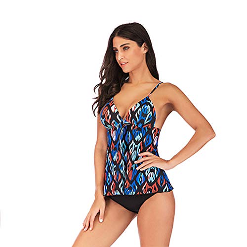 HLXXX Bikini Plus Grasa de Gran tamaño Aguas Termales Junto al mar Traje de baño de Vacaciones Delgado Conservador Cardigan Impreso Traje de baño Dividido,Leopard-M