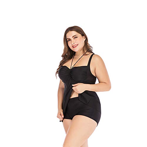 HLXXX Bikini Plus Grasa de Gran tamaño Aguas Termales Junto al mar Traje de baño de Vacaciones Falda conservadora Delgada Traje de baño Dividido,Black-M