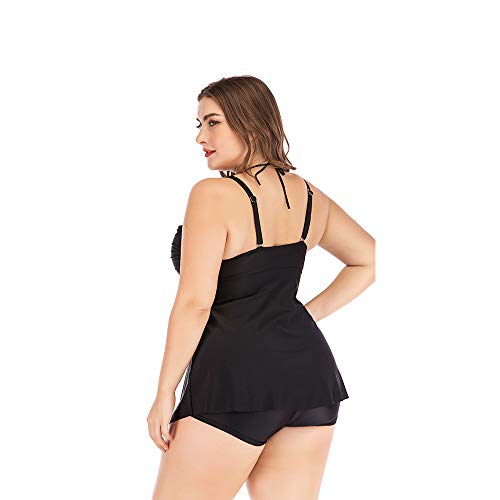 HLXXX Bikini Plus Grasa de Gran tamaño Aguas Termales Junto al mar Traje de baño de Vacaciones Falda conservadora Delgada Traje de baño Dividido,Black-M