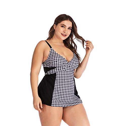 HLXXX Bikini Plus Grasa de Gran tamaño Aguas Termales Junto al mar Traje de baño de Vacaciones Falda conservadora Delgada Traje de baño Dividido,Black-L