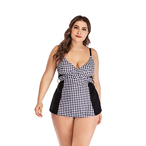 HLXXX Bikini Plus Grasa de Gran tamaño Aguas Termales Junto al mar Traje de baño de Vacaciones Falda conservadora Delgada Traje de baño Dividido,Black-L