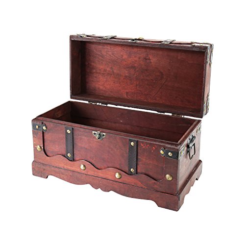 HMF 6400-140 Cofre del Tesoro de Madera con Candado | 40 x 19 x 22 cm | Grande | Francia