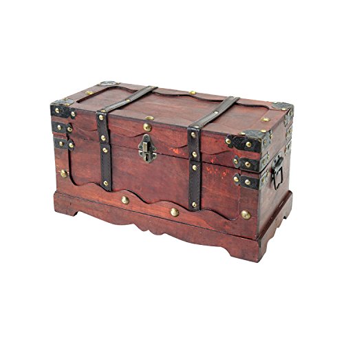 HMF 6400-140 Cofre del Tesoro de Madera con Candado | 40 x 19 x 22 cm | Grande | Francia