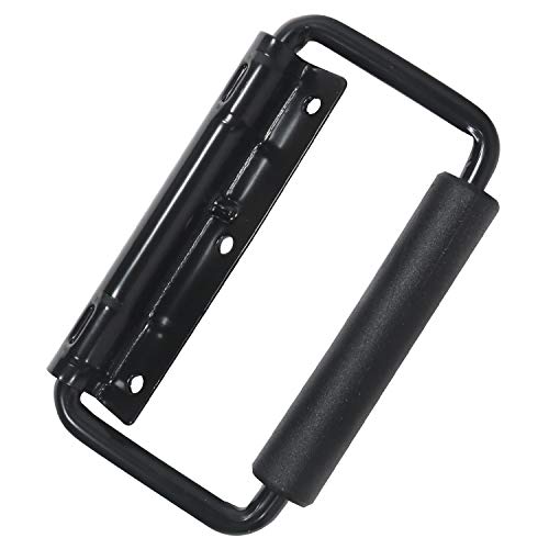 HMF - Juego de 2 asas plegables 14991-02, con resorte, 3 orificios, 13 x 3 cm, color negro