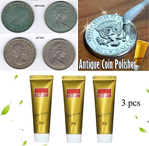 hmkazm Pulidora de Monedas Antiguas, Kit de Pasta de Compuesto de Pulido de Metales, Fondo de Olla de Cocina Artefacto Removedor de óxido de Escala Negra, Aplicable Al Cobre, Plata, Aluminio (3 pcs)