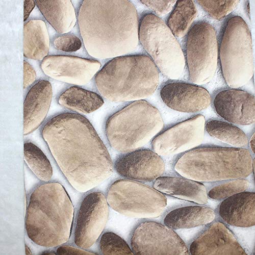 Hndrkj Ladrillo Rústica Del Papel Pintado Moderno De Imitación De Adoquines 3D Caqui/Tostado/Marrón Texturizado Realista Rollo De Guijarros Living Dormitorio Inicio Decoración De La Pared