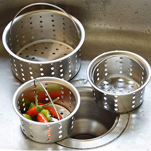 HNQH Filtro de fregadero de cocina, colador de fregadero de acero inoxidable, tapón de eliminación de fregadero filtro filtro de baño colector de pelo