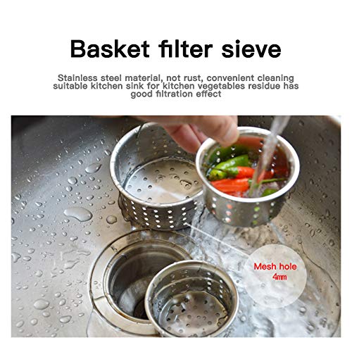 HNQH Filtro de fregadero de cocina, colador de fregadero de acero inoxidable, tapón de eliminación de fregadero filtro filtro de baño colector de pelo