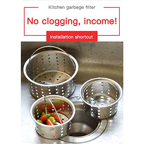 HNQH Filtro de fregadero de cocina, colador de fregadero de acero inoxidable, tapón de eliminación de fregadero filtro filtro de baño colector de pelo