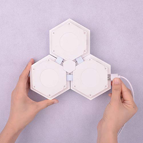 HNQH Luces Hexagonales de Empalme Rgb, Luces Táctiles Modulares, Lámpara Cuántica Lámpara de Panal Lámpara de Pared Led Combinación de Luz Nocturna Lámpara de Panal Combinada - 6 Piezas