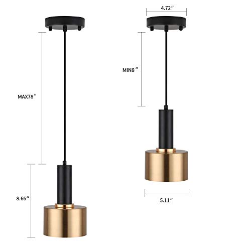 Hobaca E27 Oro Negro Lamparas de Techo Colgante Vintage Industrial Lampara Colgante Nordico Moderno para Comedor Cocina Dormitorio