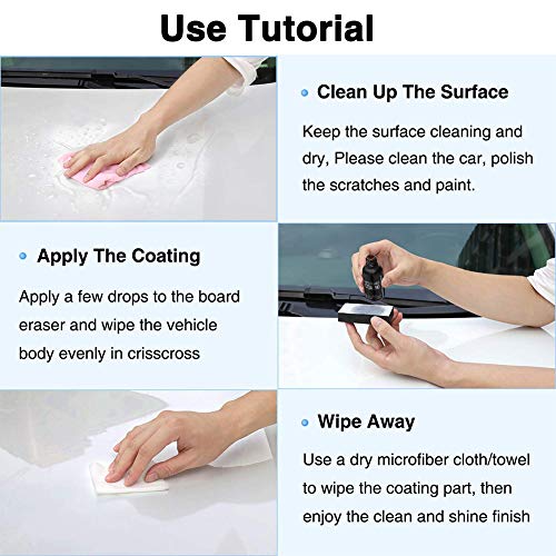 Hocossy 10H Nano Super Ceramic Coating Hydrophobic for Cars-High Gloss Ceramic Car Coating Car Care Kit 30ml -Anti Scratch, Protection Stains and UV Light-2019 Actualizado