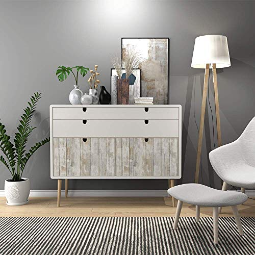 Hode Vinilo Decorativo Rollo Papel Adhesivo para Muebles Cocina Armario Resistente al Agua Fácil de Limpiar Estilo Nostálgico Vintage Pegatina Autoadhesivo Madera 30X200cm