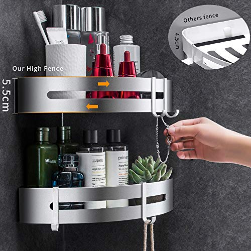 Hodzeed Sin Necesidad de Taladrar Estantería de Esquina para Baño Ducha, Estantes de Baño de Aluminio Espacial Perforado Entramado de Baño Muebles de Baño