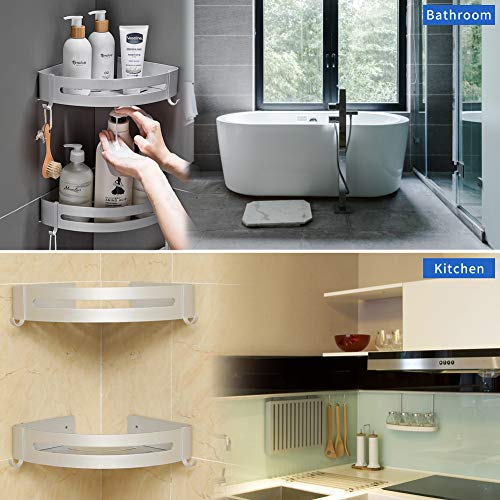 Hodzeed Sin Necesidad de Taladrar Estantería de Esquina para Baño Ducha, Estantes de Baño de Aluminio Espacial Perforado Entramado de Baño Muebles de Baño