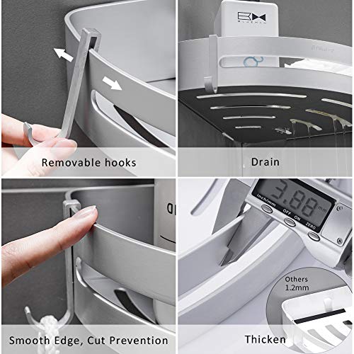 Hodzeed Sin Necesidad de Taladrar Estantería de Esquina para Baño Ducha, Estantes de Baño de Aluminio Espacial Perforado Entramado de Baño Muebles de Baño