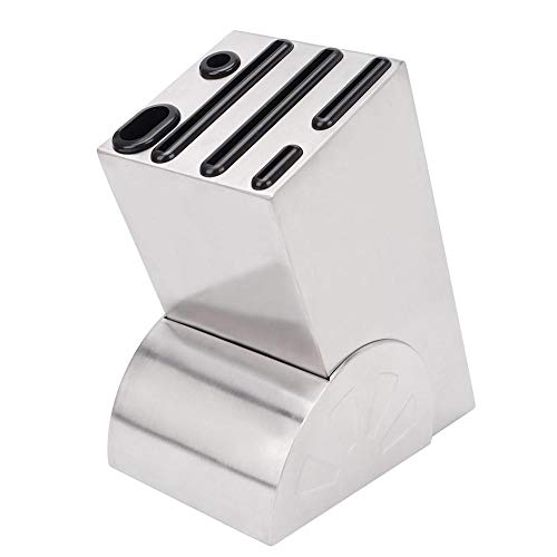 Hogar 6 agujeros de acero inoxidable Cuchillo Bloque Soporte Cuchillo Rack de almacenamiento Práctico Utensilio de cocina para leche Tienda de té Bar Cafetería(Acero inoxidable)