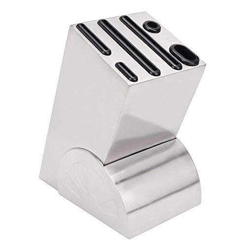 Hogar 6 agujeros de acero inoxidable Cuchillo Bloque Soporte Cuchillo Rack de almacenamiento Práctico Utensilio de cocina para leche Tienda de té Bar Cafetería(Acero inoxidable)