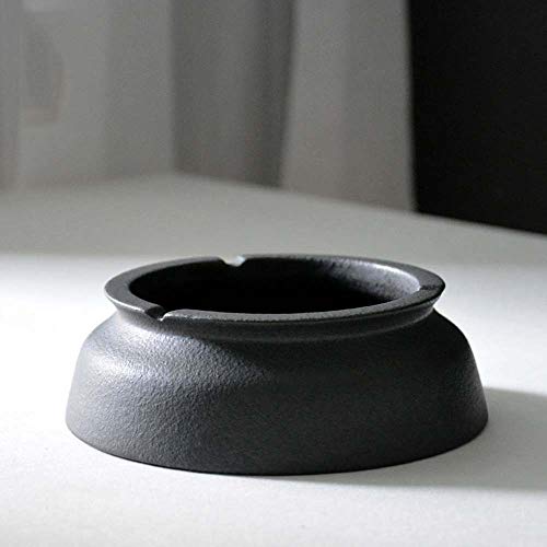 Hogar Ceniceros para Puros Cenicero de cerámica simple moda portátil Living Room Decor Home Ronda Cenicero Bar Electrodomésticos HENGXIAO (color: Negro-gris,) para decoración en el hogar y en la Ofici