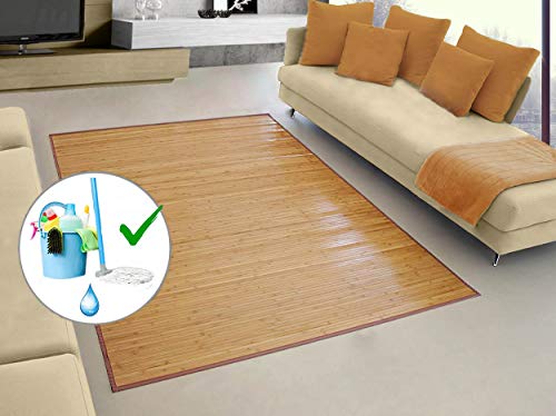 Hogar y Mas Alfombra Pasillera, Salón o Dormitorio, Madera de Bambú Natural para Interior (140x200)