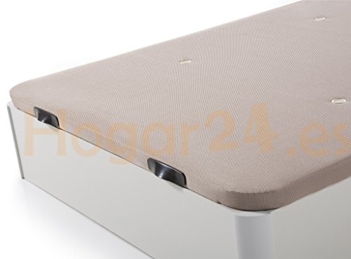 HOGAR24.es. Canapé abatible Madera Gran Capacidad con Tapa 3D y válvulas de transpiración,incorpora esquineras en Madera Maciza, Color Blanco 150X200