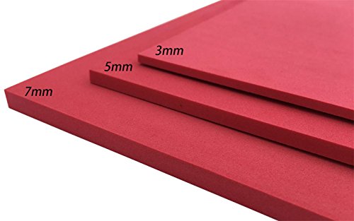Hoja de Espuma EVA Arte Thickness 3mm / 5mm / 7mm Rojo 8 Colores para Cosplay Project DIY (9.6"× 9.6" / 8 Piezas)