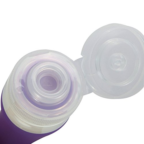 HoJoor Botellas de Viaje de Silicona, FDA Certified 100% BPA Gratis Recipientes rellenables portátiles a Prueba de Fugas para champú, Acondicionador,Loción, artículos de tocador(4 Unidades) -37ml