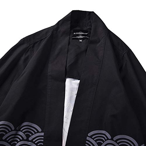 Hombre Camisa Kimono Hippie Cloak Estilo Japonés Estampado Holgado Manga 3/4 Cardigan 811009 2XL