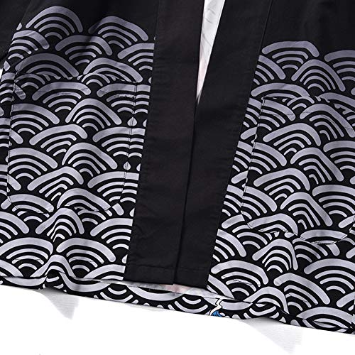 Hombre Camisa Kimono Hippie Cloak Estilo Japonés Estampado Holgado Manga 3/4 Cardigan 811009 2XL
