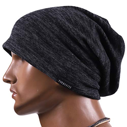 Hombres Slouch Gorrita Tejida Tejer Casquete Largo Holgado Forrado Invierno Verano Sombreros (Gris)