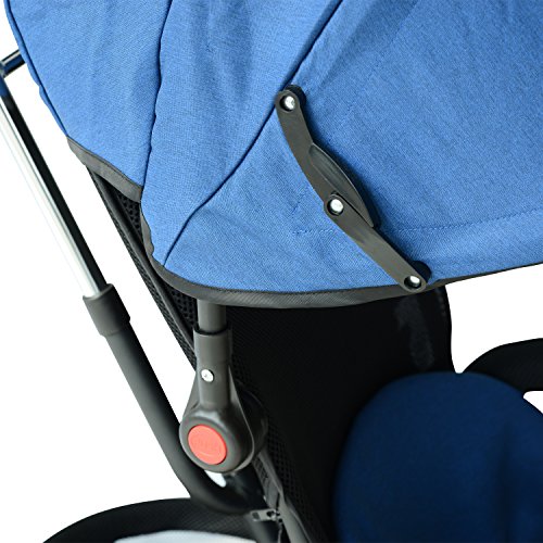 HOMCOM 3 EN 1 Triciclo para Niños +18 Meses Triciclo con Pedales con Capota Extraíble Plegable Barra Telescópica para Padres Triciclo de Empuje 96x53.5x101cm