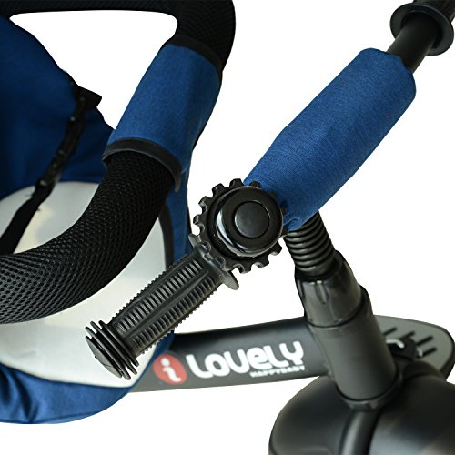 HOMCOM 3 EN 1 Triciclo para Niños +18 Meses Triciclo con Pedales con Capota Extraíble Plegable Barra Telescópica para Padres Triciclo de Empuje 96x53.5x101cm