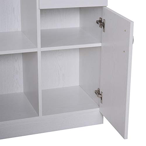 HOMCOM Armario Alacena Buffe Aparador de Cocina Organizador Mueble Auxiliar de Cocina 3 Puertas 1 Cajón y Encimera Abierta para Almacenamiento 71x41x178cm