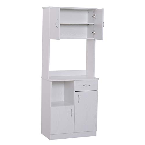 HOMCOM Armario Alacena Buffe Aparador de Cocina Organizador Mueble Auxiliar de Cocina 3 Puertas 1 Cajón y Encimera Abierta para Almacenamiento 71x41x178cm