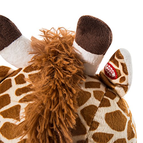 HOMCOM Caballito Balancín Bebé +18 Meses Balancín Peluche Madera con 32 Canciones Cinturón de Seguridad Girafa de Peluche 60x33x45cm