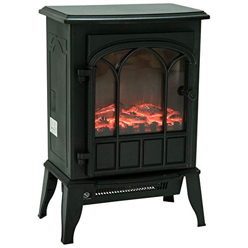 HOMCOM Chimenea Eléctrica de Pie Movible y Decorativo Calefactor Estufa 1000/2000W Llama LED con Termostato 39x23x56.5cm