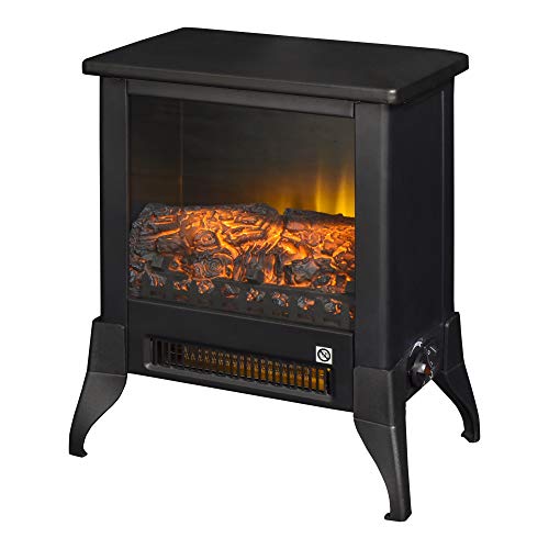 HOMCOM Chimenea Eléctrica Llama Similada Realista con Calentador Independiente Interruptor de Corte Térmico Seguridad Hueco Calorífico 37,7x23x45 cm Negro